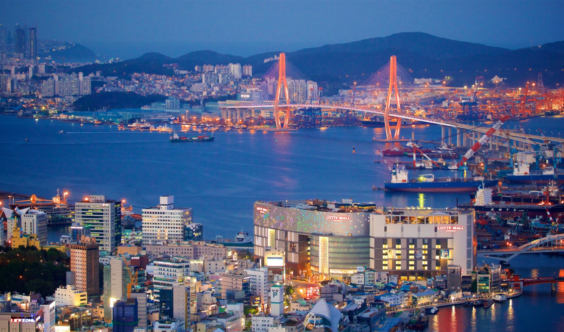 Foto da paisagem de busan, localizado na Coreia do Sul.